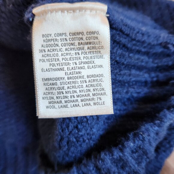 Anthropologie Evie Field Flower Navy Long Sleeve Pom Pom Embroidered Sweater - Picture 9 of 10